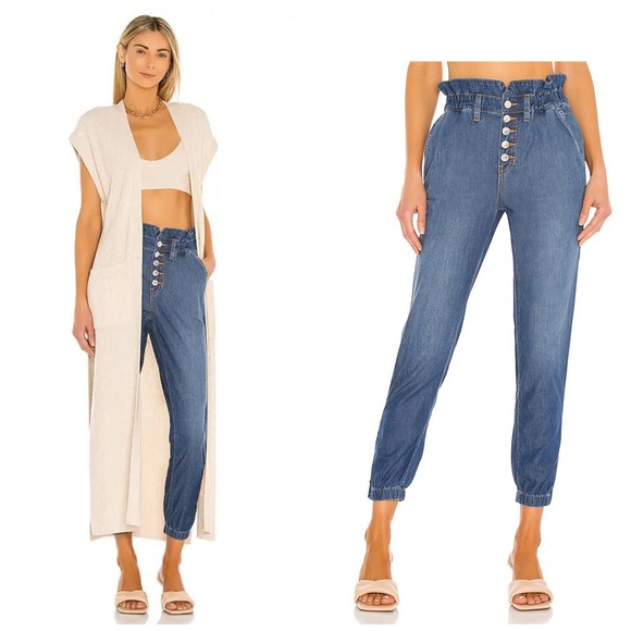 Veronica Beard Tapered Paperbag Jeans Blue Size 26/2 - Picture 2 of 16